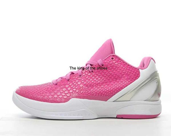 

mens basketball shoes mamba 6 protro think pink pinkfire/metallic silver/white outdoor sports snkrs with original box, Black