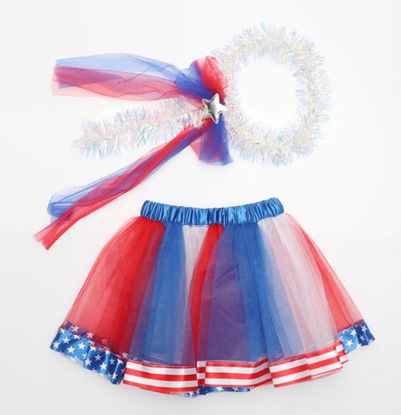 

little girl tutu skirt big girl festival performance gauze skirt american flag independence national day usa 4th july with headwea4011457, Blue