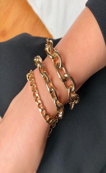 

gold chunky thick chain bracelets for women jewelry accesorios punk mujer gothic gold lock friends bracelet bangle gift al74972797559, White