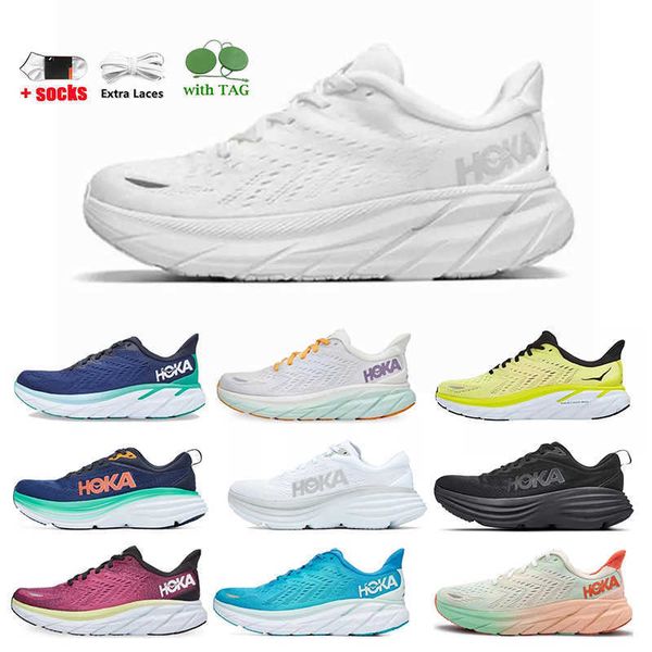 

hoka bondi 8 hokas one running shoes clifton 8 carbon x 2 women's men's sneakers triple black white amber yellow summer song r siz