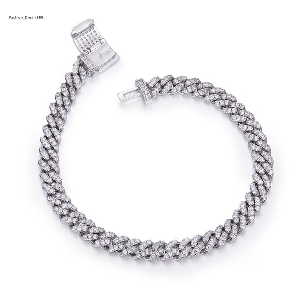 

hip hop 925 sterling silver 6mm width 8 9 16 18 20 22 24 26 inch moissanite choker cuban bracelet link chain necklace for women