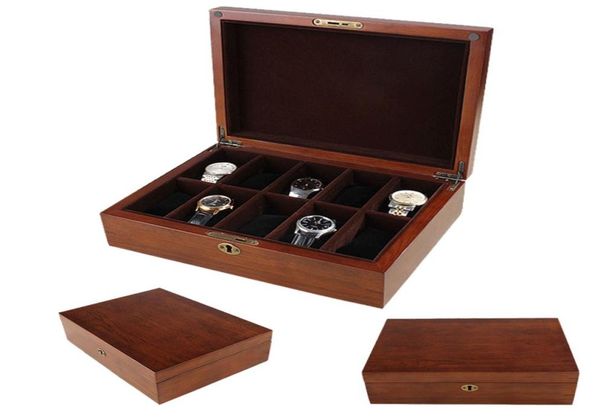 

new 10 grids wooden watch boxes for hours sheath hours0123002634, Black;blue