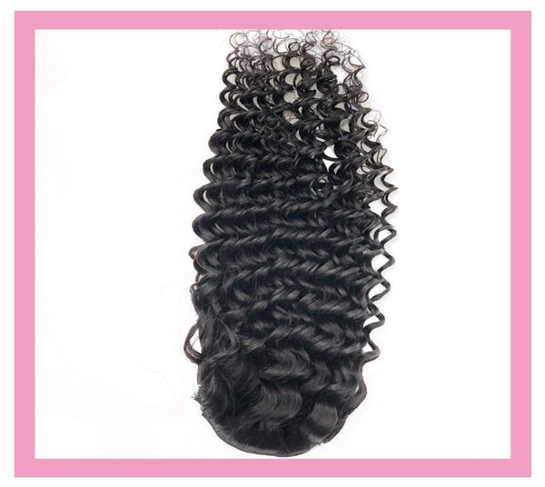 

brazilian human hair deep wave ponytails 826inch curly indian virgin hair extensions unprocessed hair products pony tail natural 1197779, Black
