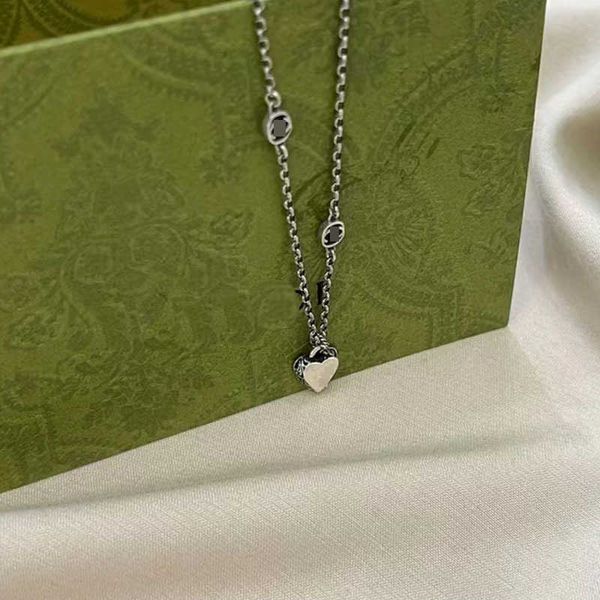 

sterling silver old heart carved necklace family love pendant pattern collar chain