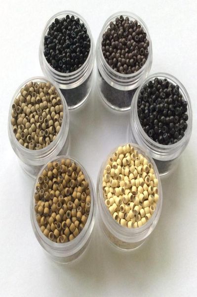

1000pcsbottle 29x16x20mm mix color silicone lined nano beads for nano ring hair extensions5404370, Black