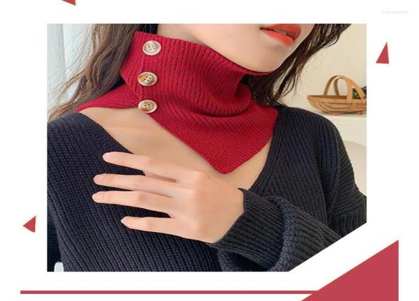 

bow ties fake collar women solid color knit neck scarf classic button detachable stand warm decorated infinity neckwear4659646, Black;gray