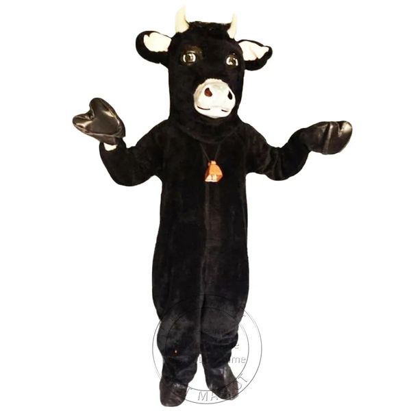 

new black furry bull mascot costume custom fancy costume cartoon theme fancy dress, Red;yellow