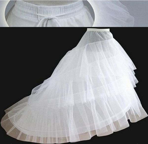 

brand new white tull petticoats with train 3 layers 2 hoops underskirt wedding accessories crinoline for bridal gown formal dress7322885