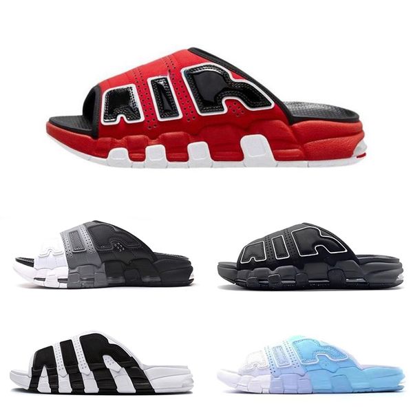 

more uptempos slides mens womens designer sandals black white red sports slide slipper platform shoes