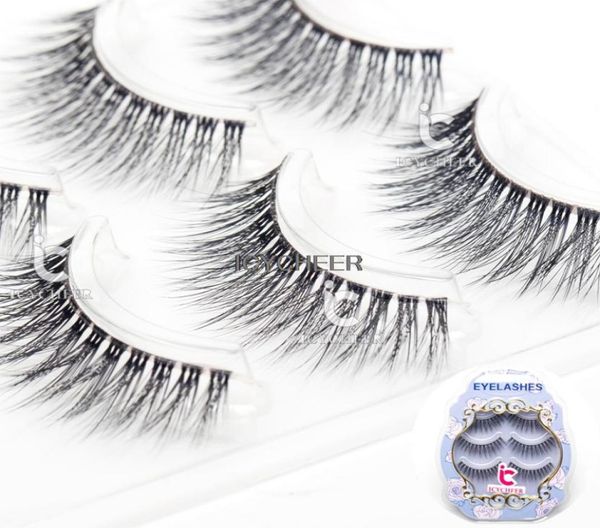 

3d false eyelashes makeup extension clear band 3pairset natural black eye lashes9172321