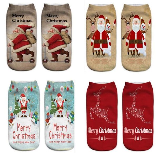 

2018 3d stockings creative cute santa claus winter ankle sock christmas boat socks soft new year gift 12 styles6178654, Black