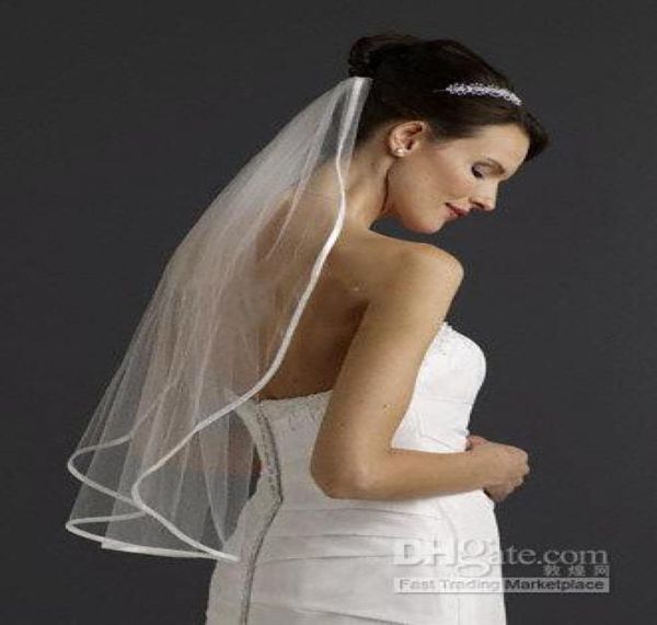 

whiteivory 1 tier 1t bride bridal wedding veil with comb satin ribbon7108139, Black