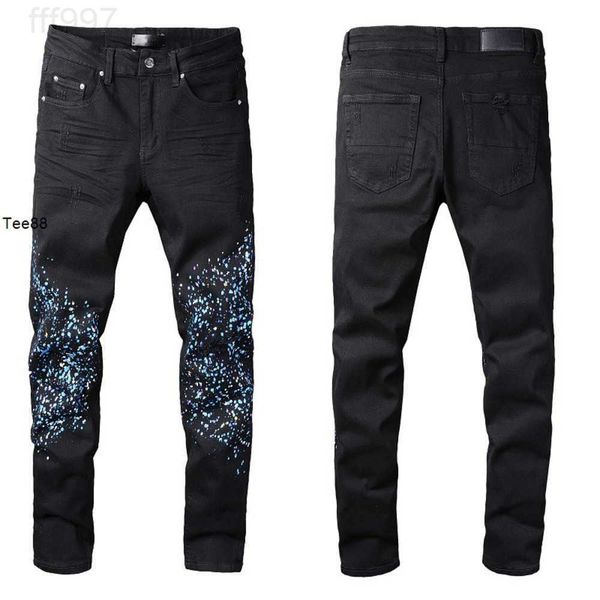 

trend amirs street trendy black hole elastic tight amirs legged jeans #818, Blue