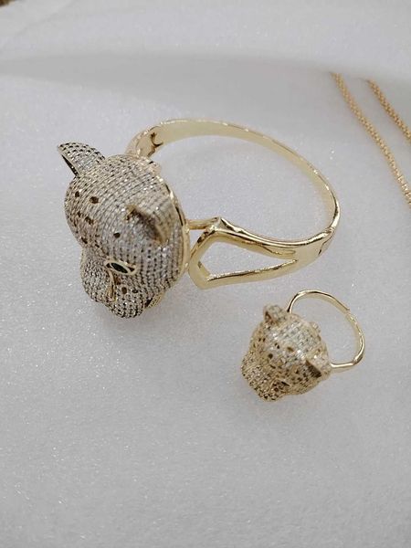 

designer new copper inlaid carti couple model a multi-purpose detachable necklace size bracelet ring set, Silver