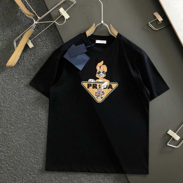 

chaopai original carved pra 23 summer new cartoon print letter classic element fusion men's and women's short sleeve t-shirt, White;black