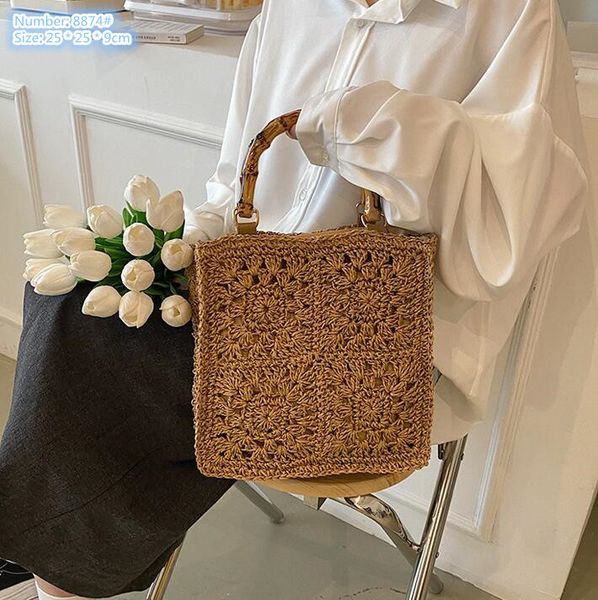 

factory wholesale ladies shoulder bags 2 colors sweet hollow crocheted handbag summer vacation beach travel woven beach bag personalized str, Black;red