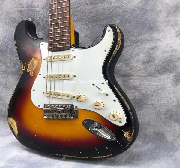 

sell 1962 3 tone sunburst heavy relic st electric guitar masterbuilt chili peppers john frusciante vintage green konb sss3793947