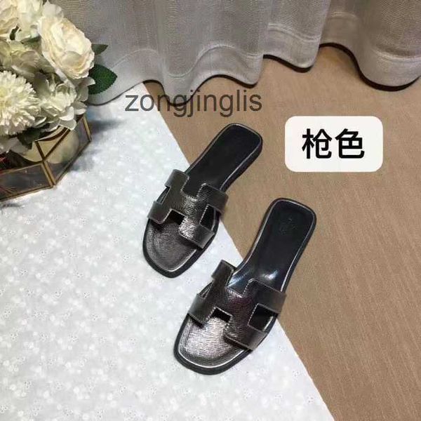 

baida women's shoes designer slippers bear slipper sandal oran herm summer 2023 color matching leather flat sandals for tourism litchi