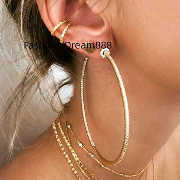 

zircon micro paved diamond hoop earrings big hoops earring, Golden
