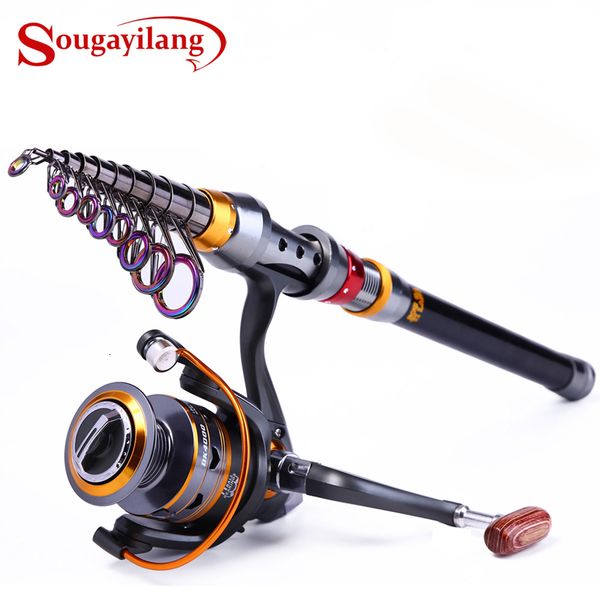 

spinning rods sougayilang 1.8-3.6m telescopic fishing rod and 11bb fishing reel wheel portable travel fishing rod spinning fishing rod combo