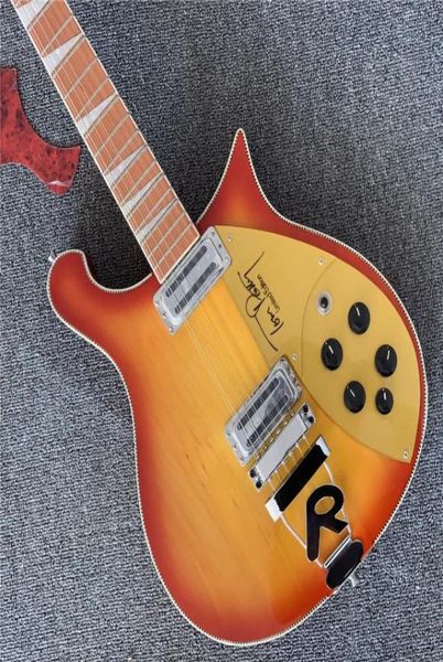 

neck thru body ric 660 12 string cherry sunburst tm petty electric guitar gloss varnish red fingerboard checkerboard bindin5694177