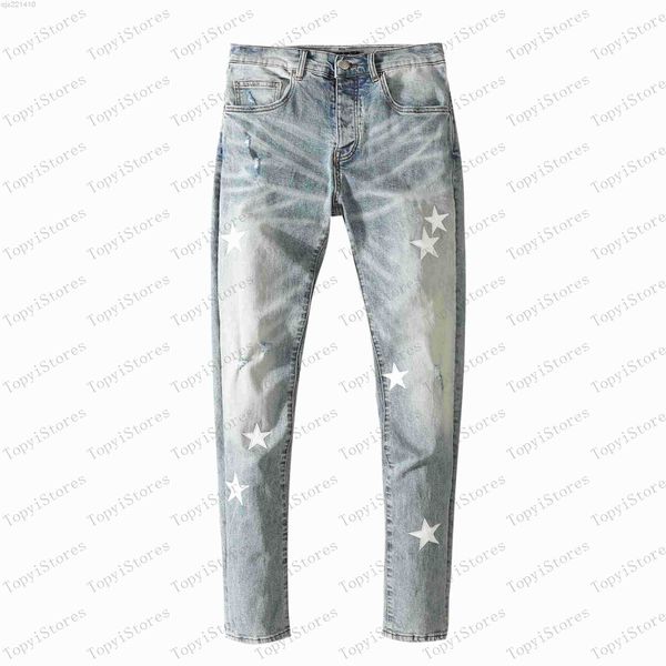 

jeans designer fit pants orange star patch wearable biker stretchy biker trendy long hip hop with holes blue 7r0e