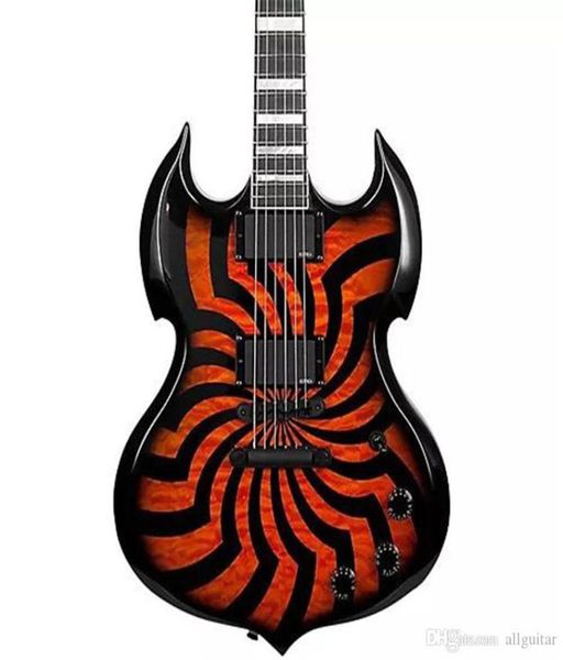 

wylde audio barbarian electric guitar hellfire buzzsaw zakk bullseye sg flame black guitars mop large block inlay black hardware5736024