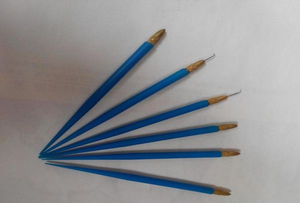 

professional blue plastic handle lace wig ventilating holder and wig needle 1 holder 4 size needle pin8486298