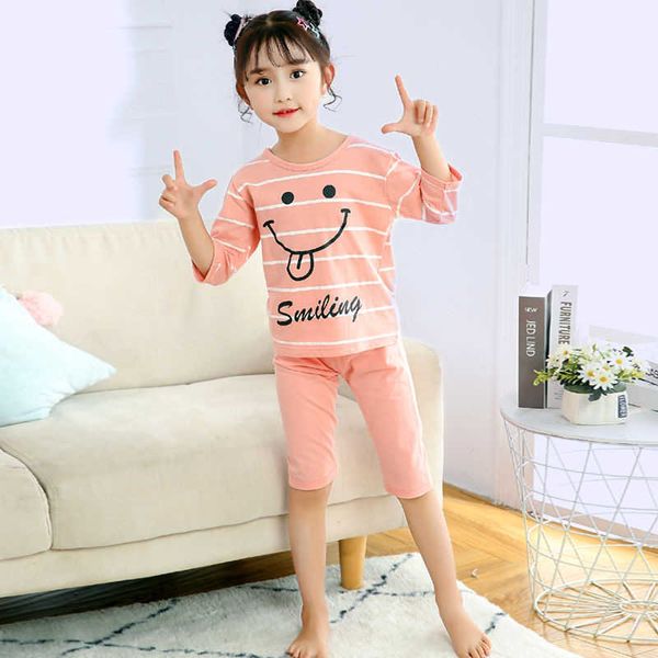 

t-shirts boys girls pyjamas baby inflant pijama new summer cotton kids clothes girls sleepwear suit half sleeve pajama sets for children x06, Blue