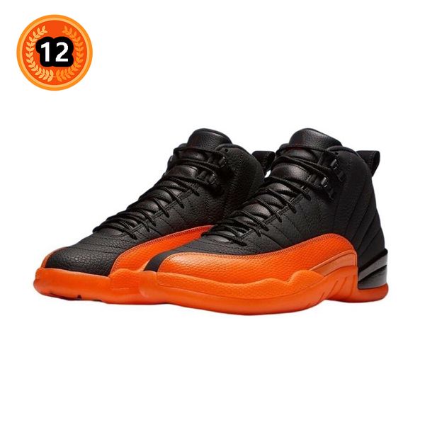 

basketball shoes jumpman 12 12s wmns black brilliant orange white fd9101-081 for men