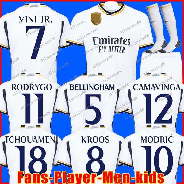 

23 new new 24 bellingham soccer jerseys vini jr real madrids camavinga tchouameni modric rodrygo football shirt player version camiseta men, Black;yellow