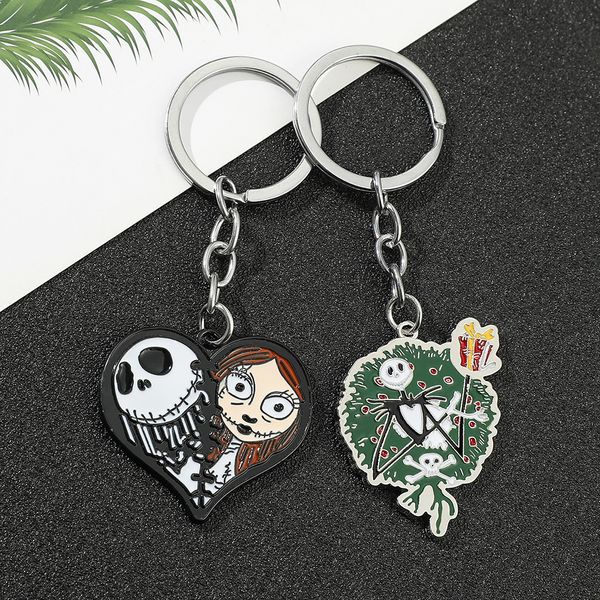 

anime halloween skull drip oil metal ball bell keychain key ring accesssory, Blue