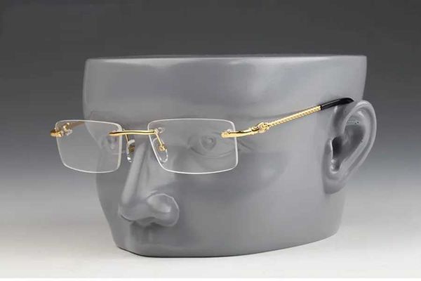 

womens designer glasses sunglasses frameless sun glasses metal frame hollow out engraved eyeglasses legs men and women eyewear protection so, White;black