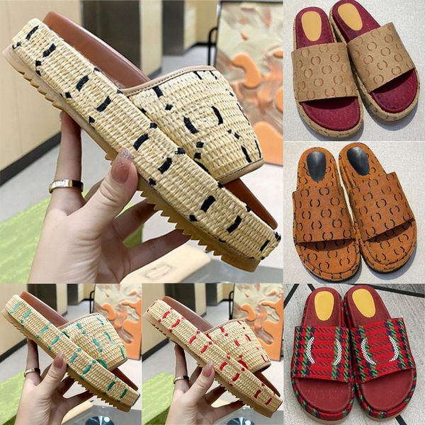

designer slipper women fashion beach embroidered letter thick bottom slides slip on slippers girls 60mm men canvas platform sandals have dus, Black