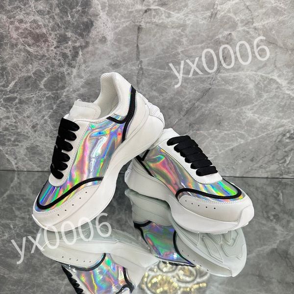 

luxury designer sneaker men women reflective casual shoes genuine leather sneakers party calfskin quality shoe, Black
