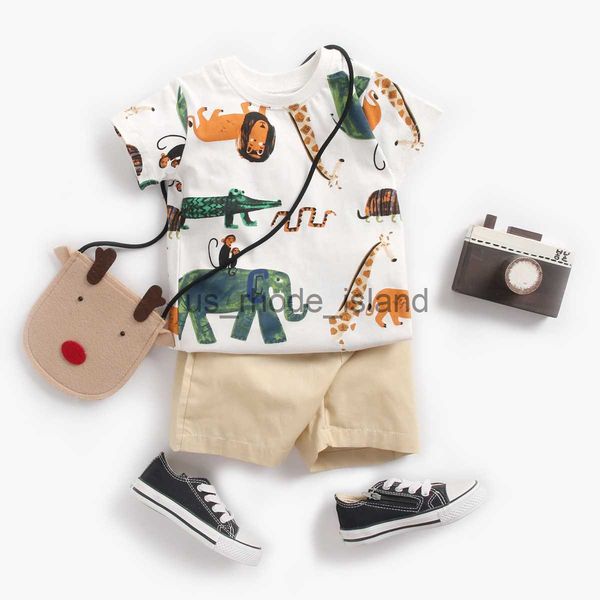 

t-shirts sanlutoz cute infants boys clothing sets cotton short sleeve baby + shorts 2pcs newborn cartoon clothes x0628, Blue