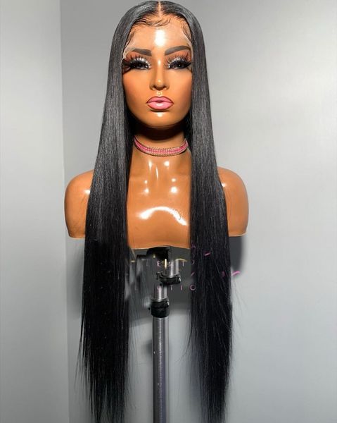 

180%density 26inch natural black long straight middle part lace front wig for women with baby hair natural hairline daily wigs, Black;brown