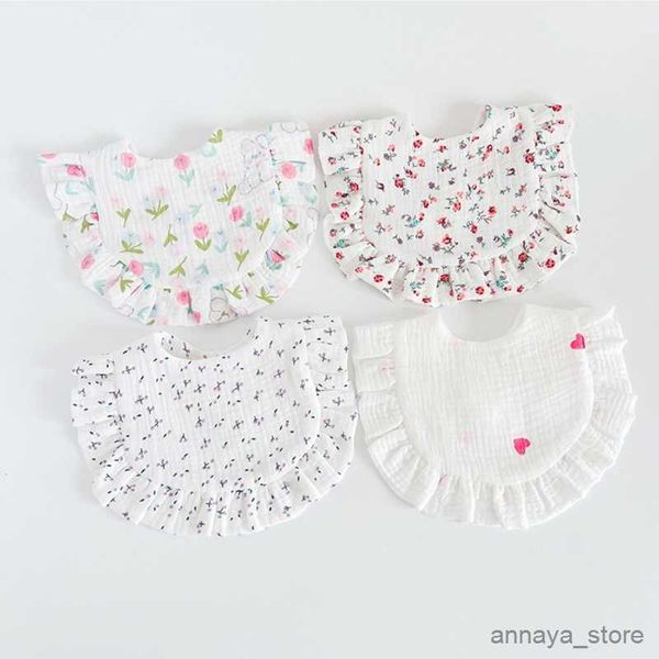 

bibs burp cloths infant teething bib flower print baby burp cloth for toddler gauze-cotton neck scarf drooling bib newborn feeding supply r2
