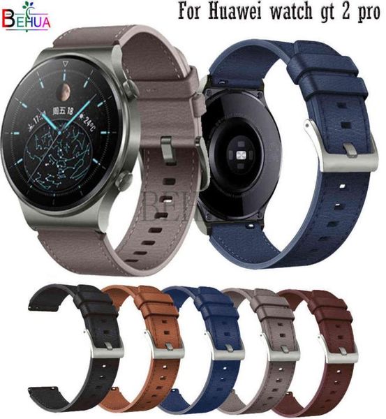 

22mm genuine leather strap watchband for huawei watch gt 2 pro original wristband quick releas bracelet for samsung galaxy 3 45m y6719570, Black;brown