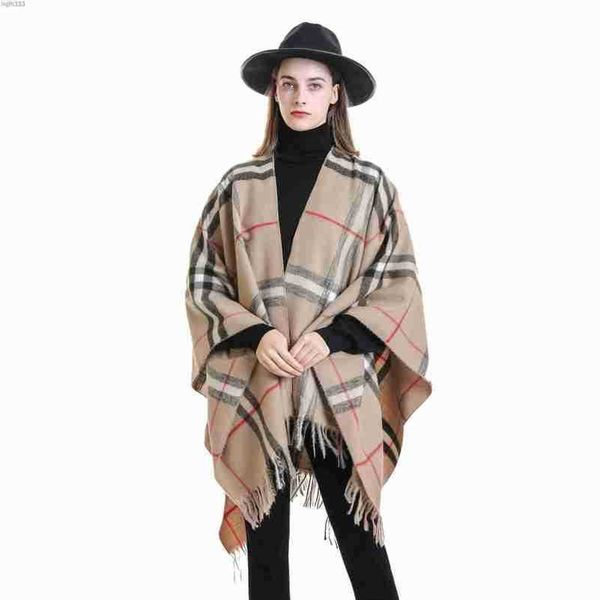 

selling ethnic style lhasa lijiang gradient plaid shawl with cape, autumn and winter blanket, tassel shawl, Blue;gray