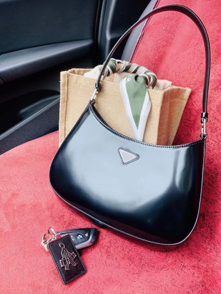 

cleo hobo bag 7a designer shoulder bag handbags womens smooth leather underarm crossbody tote bags black whit box, Red;black