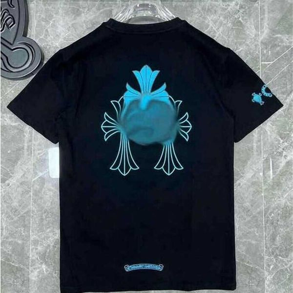

designer mens womens t shirts summer loose horseshoe cross print brand ch letters clothing tshirtc lassicl uxuryst eec asualp urec ottonw om, Black