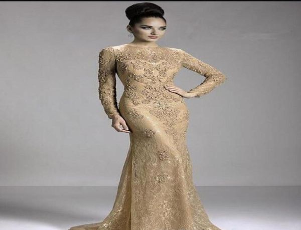 

2018 champagne mother of the bride groom dresses crew neck lace long sleeve illusion appliques beads mermaid evening gowns8031133, Black;red