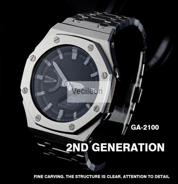 

ga2100 watchband and bezel for ga2100 watch set modification watchband bezel 100 metal 316l stainless steel with tools lj3896332, Black;brown