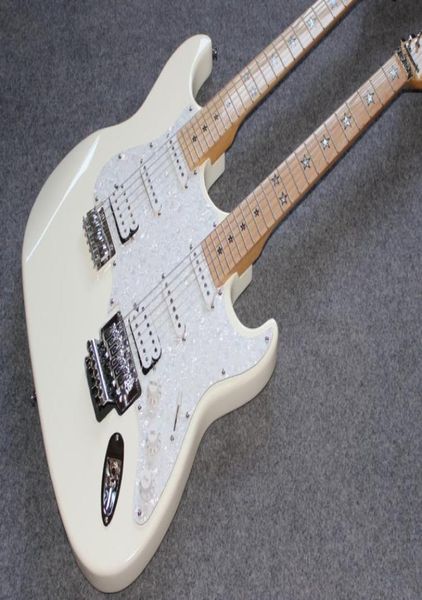 

whole custom 6 6 strings double neck white strings electric guitar9252774