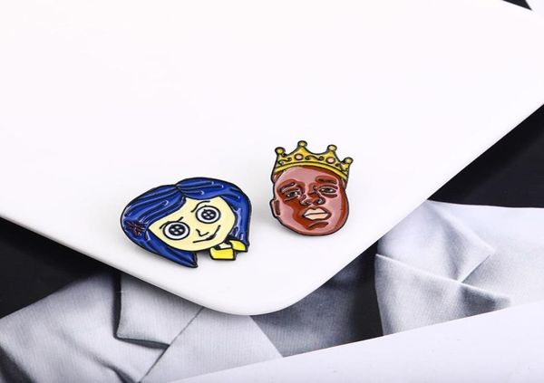 

rapper notorious big biggie brooch pins enamel metal badges lapel pin brooches jackets jeans fashion jewelry accessories5468596, Blue