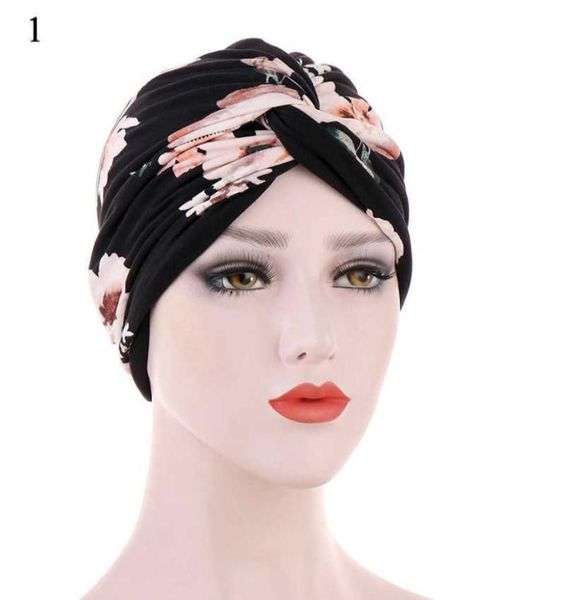 

stretch folding bandanas cap hair scarf head wrap muslim women headwear ed headscarves turban hats flower printed headwear x08269829, Blue;gray