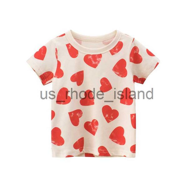 

t-shirts 2-8t heart print girls t shirt summer toddler kid baby clothes short sleeve cotton tshirt childrens cute tee infant outfit x0628, Blue