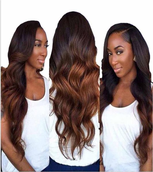 

precolored ombre malaysian two tone human hair bundles 430 dark brown colored malaysian virgin human hair weave extensions8344981, Black