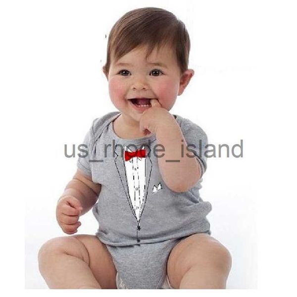 

t-shirts 2017 summer cotton baby boys bodysuits boys grey one-piece clothes black tuxedo bowties 70 80 90 95 x0628, Blue